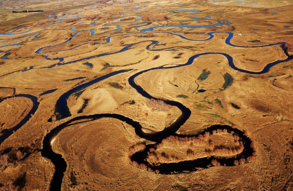 The Upper Taieri River creates its own art as it meanders over the Maniototo Plains, but the extent of its scrollwork can only be seen from the air.