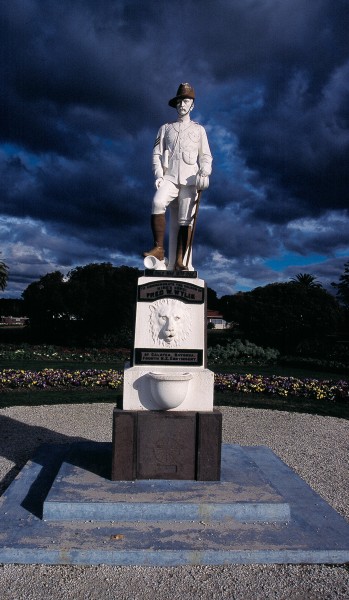 The soldier in Rotorua’s memorial to the Fourth New Zealand regiment is wearing gumboots, as do ex-keepers of the Cape Egmont lighthouse, Bryan and Janet Richards (below).