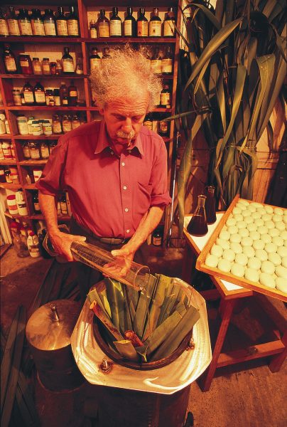 Chemist Grant Cavaney of Opunake manufactures soap, handcream and shampoo (above) from flax extracts Among other contemporary flax products are handmade flax paper and sweets, the latter made from a mixture of flax gum and manuka honey. The flax mats and rope, although in mint condition were both made many years ago.