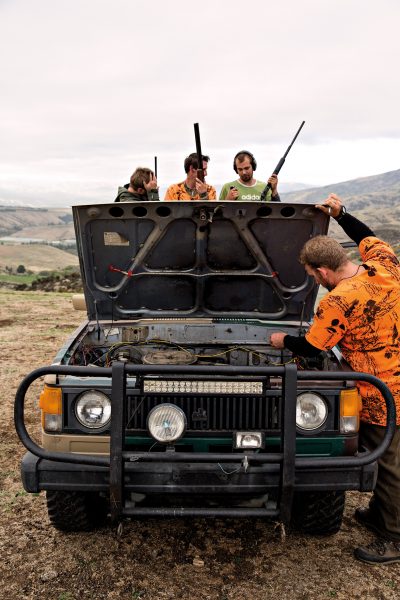 Repairing a shooting truck on the spot is a requisite skill for truck captains, including Jared Moffat. 