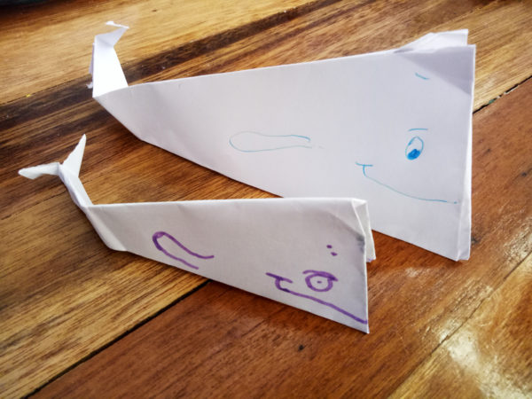 finished origami whales